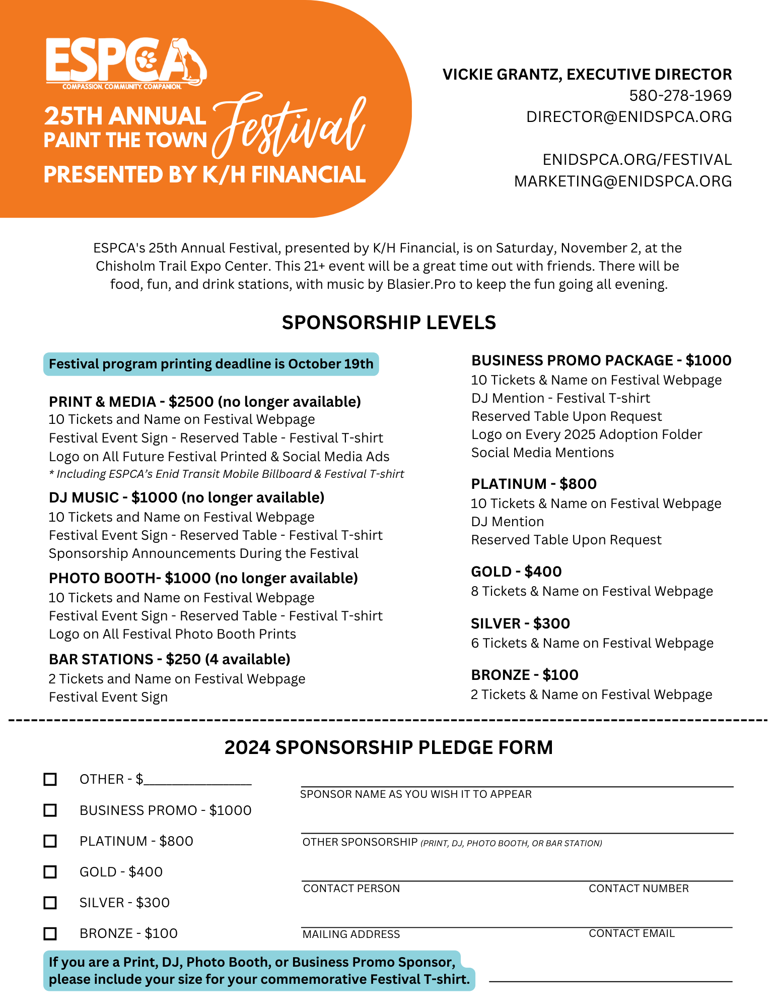 25th Annual Festival Sponsorship Form